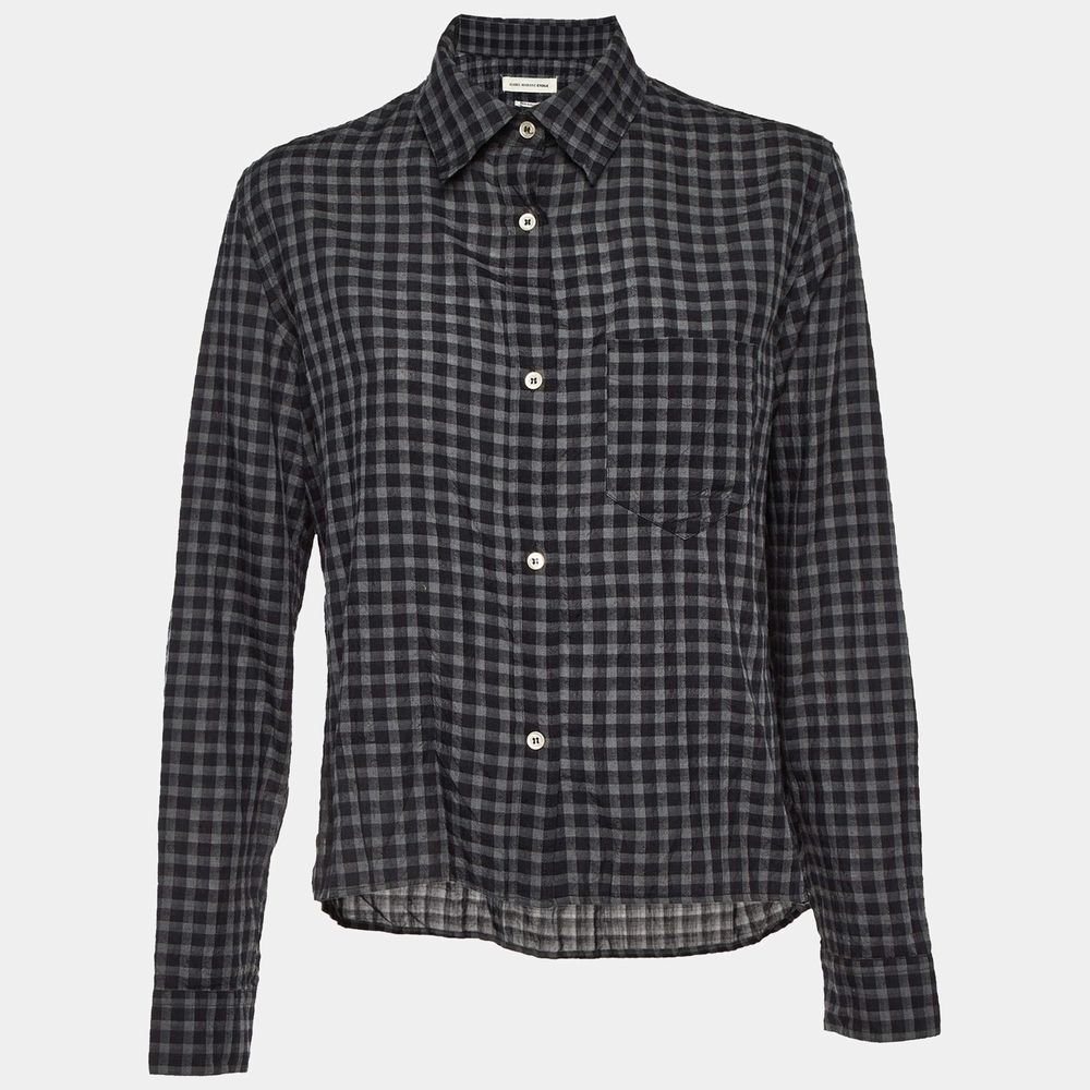 Isabel Marant Etoile Black Checkered Tencel Oversized Top  Size 38 (6)